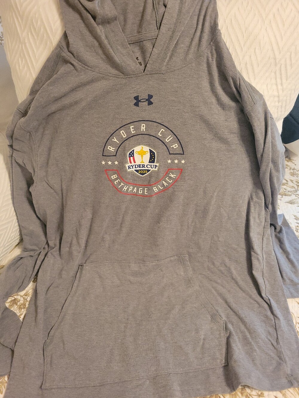 Under Armour Gray Ryder Cup Bethpage Black Logo Hoodie